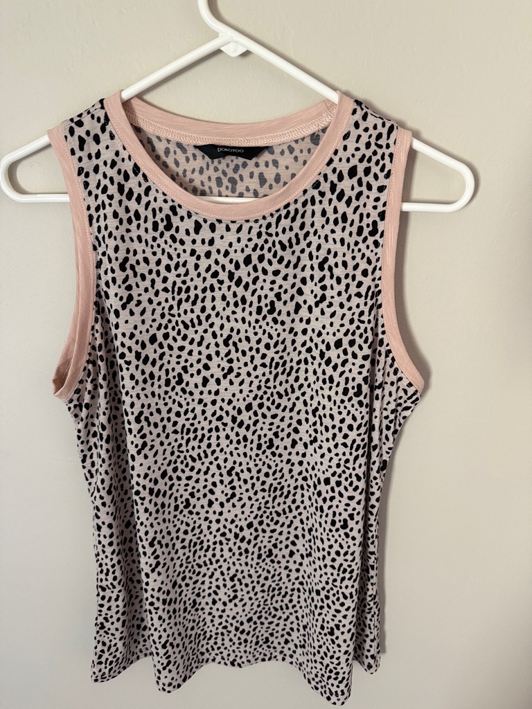 Soft Pink & Black Leopard Print Sleeveless Tank Top Nwot